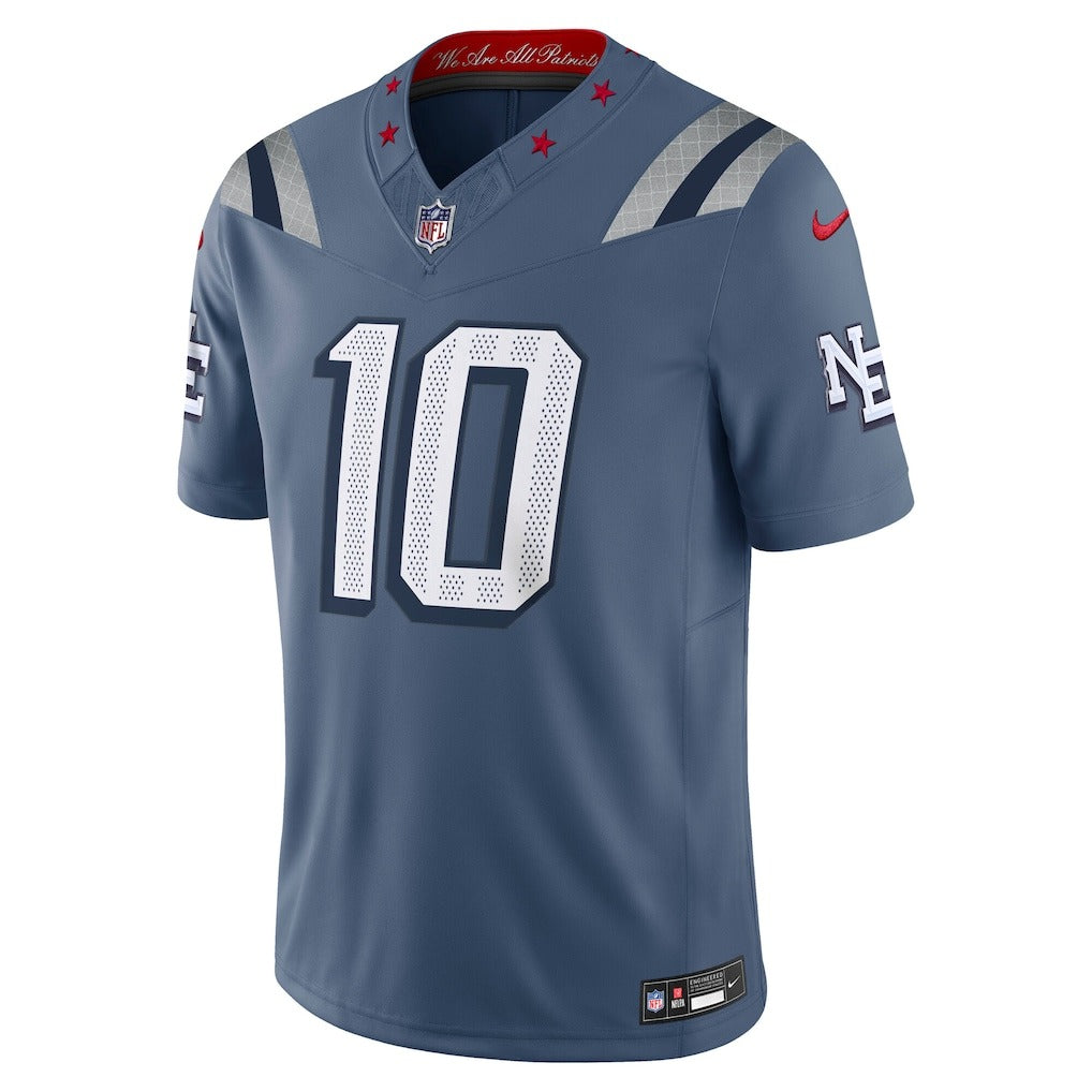 Drake Maye New England Patriots Nike 2025 Rivalries Collection Game Jersey - Storm Blue