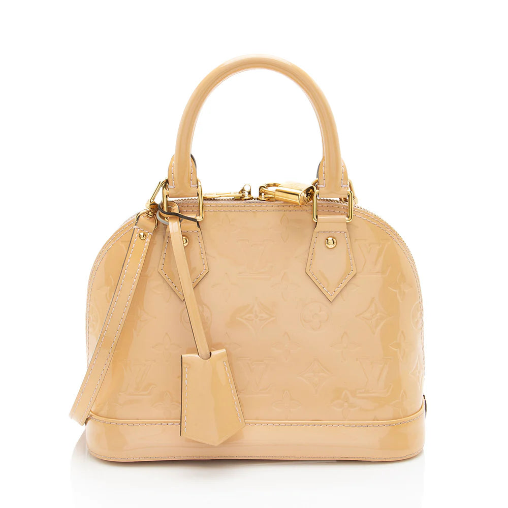 Louis Vuitton Monogram Vernis Alma BB Satchel Beige