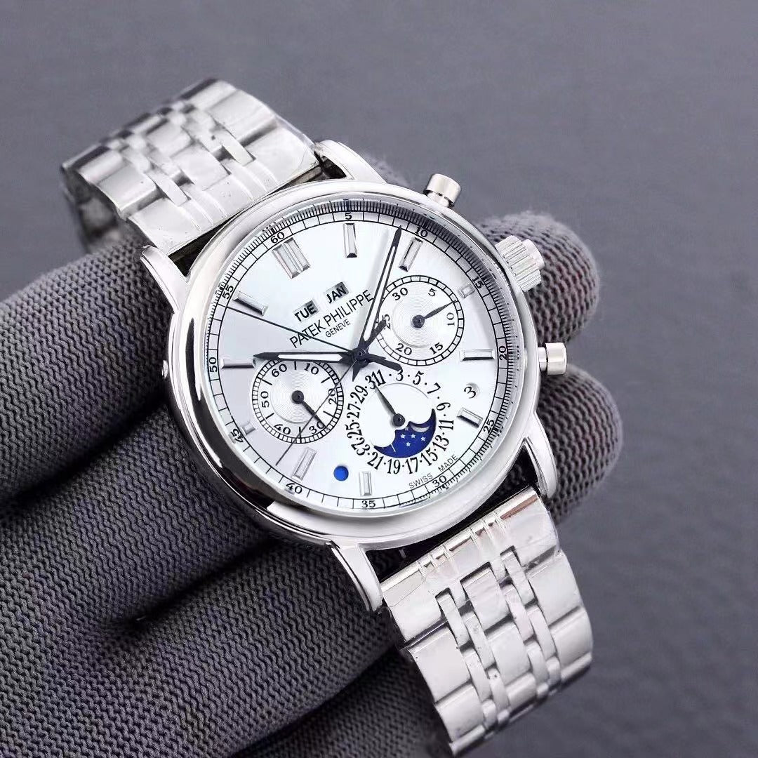 Patek Philippe Perpetual Calendar Split-Seconds white dial silver white strap