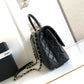 Chanel Flap bag with top handle, Lambskin, black — Fashion