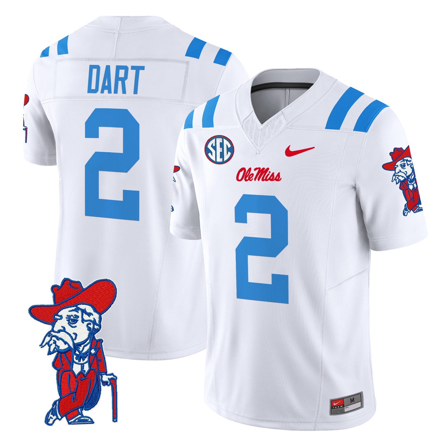 Men's Ole Miss Rebels 2024 Vapor Limited Jersey V2 - All Stitched - white A, 2