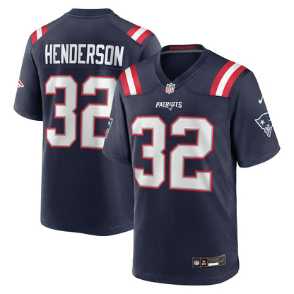 TreVeyon Henderson New England Patriots Nike 2025 Rivalries Collection Game Jersey - Storm Blue