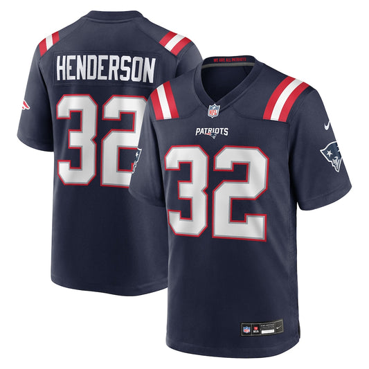 TreVeyon Henderson New England Patriots Nike 2025 Rivalries Collection Game Jersey - Storm Blue
