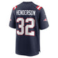 TreVeyon Henderson New England Patriots Nike 2025 Rivalries Collection Game Jersey - Storm Blue