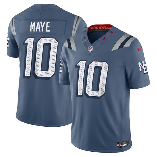Drake Maye New England Patriots Nike 2025 Rivalries Collection Game Jersey - Storm Blue